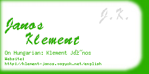 janos klement business card